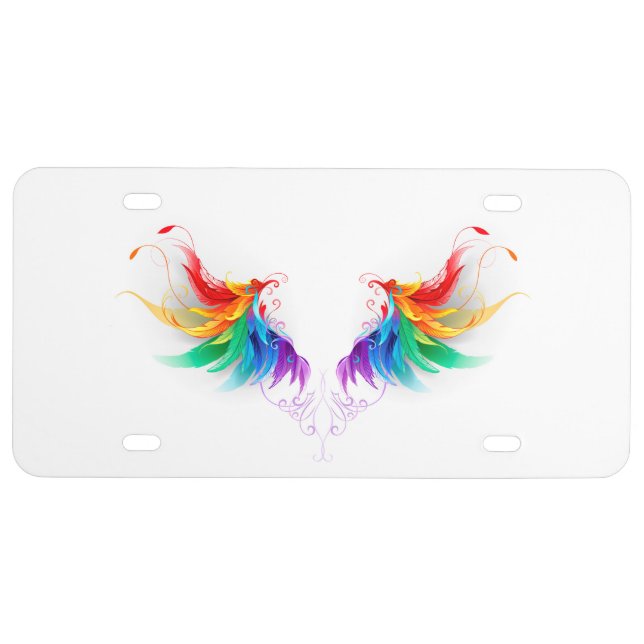 Fluffy Rainbow Wings License Plate (Front)