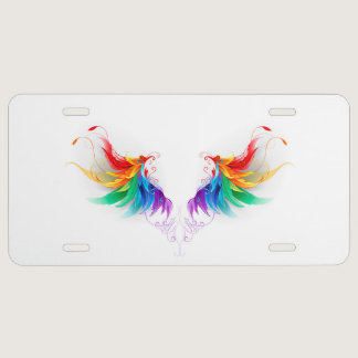Fluffy Rainbow Wings License Plate
