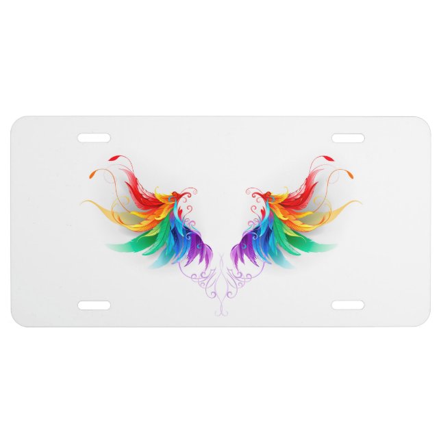 Fluffy Rainbow Wings License Plate (Front)