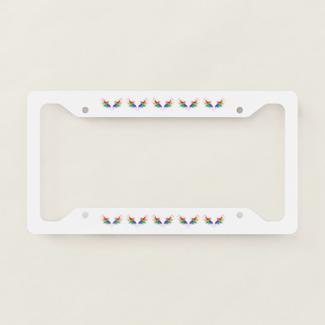 Fluffy Rainbow Wings License Plate Frame (Front)
