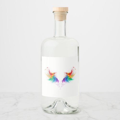 Fluffy Rainbow Wings Liquor Bottle Label