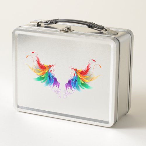 Fluffy Rainbow Wings Metal Lunch Box