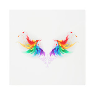 Fluffy Rainbow Wings Metal Print