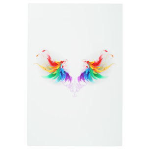 Fluffy Rainbow Wings Metal Print