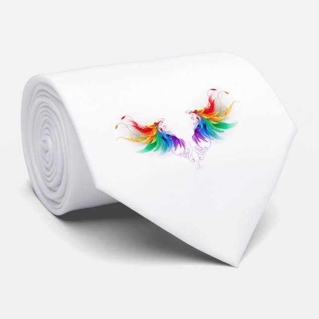 Fluffy Rainbow Wings Neck Tie (Rolled)