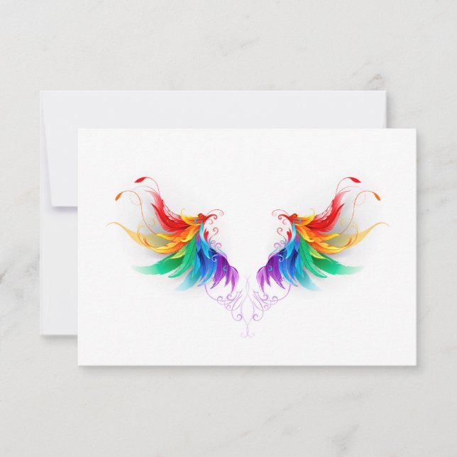 Fluffy Rainbow Wings Note Card (Front)