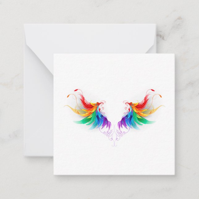 Fluffy Rainbow Wings Note Card (Front)