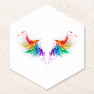 Fluffy Rainbow Wings Paper Coaster