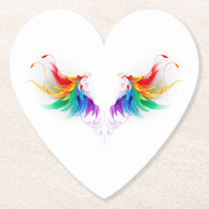 Fluffy Rainbow Wings Paper Coaster