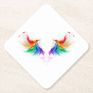 Fluffy Rainbow Wings Paper Coaster