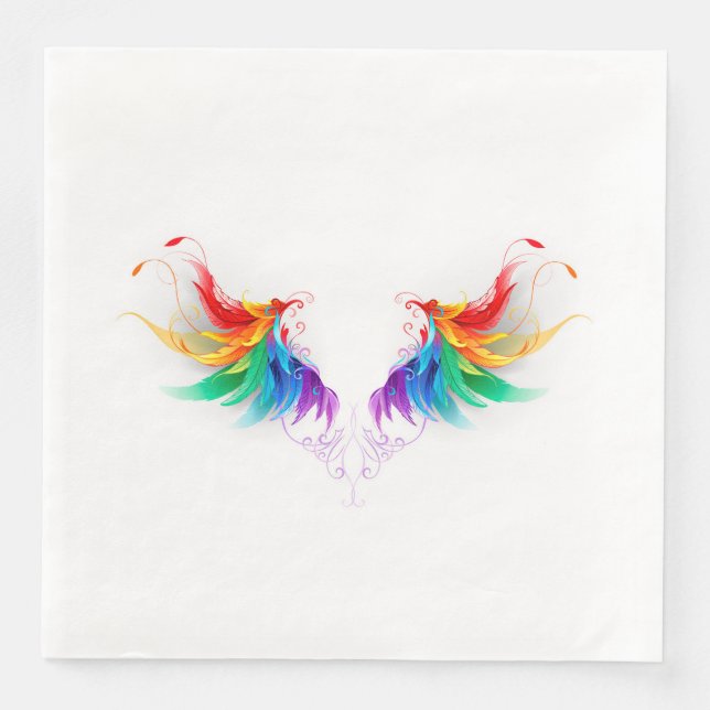 Fluffy Rainbow Wings Paper Dinner Napkins (Front)