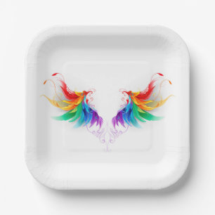 Fluffy Rainbow Wings Paper Plates