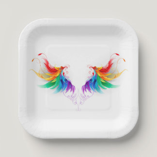 Fluffy Rainbow Wings Paper Plates