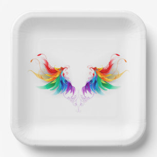 Fluffy Rainbow Wings Paper Plates