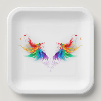 Fluffy Rainbow Wings Paper Plates
