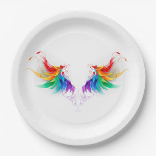 Fluffy Rainbow Wings Paper Plates