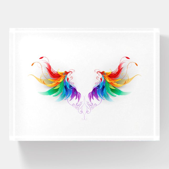 Fluffy Rainbow Wings Paperweight (Front)