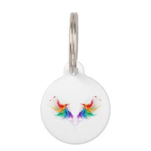 Fluffy Rainbow Wings Pet ID Tag