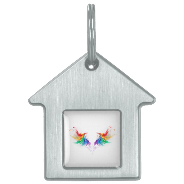 Fluffy Rainbow Wings Pet ID Tag (Front)