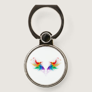 Fluffy Rainbow Wings Phone Ring Stand