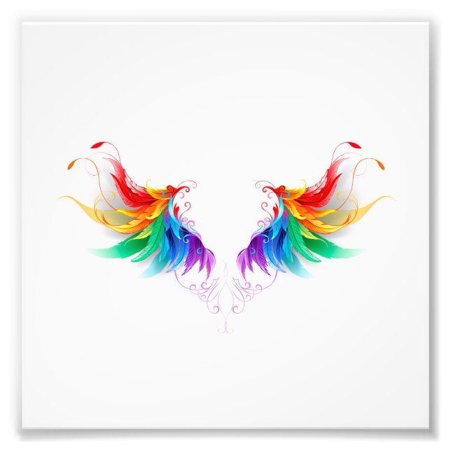 Fluffy Rainbow Wings Photo Print (Front)