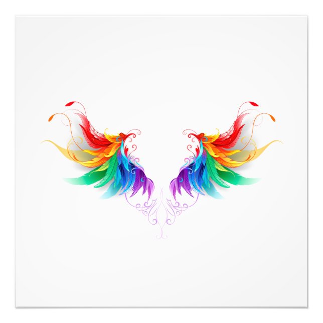 Fluffy Rainbow Wings Photo Print (Front)