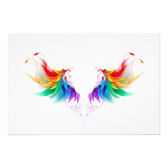 Fluffy Rainbow Wings Photo Print (Front)