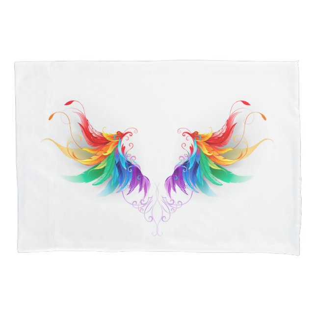 Fluffy Rainbow Wings Pillow Case (Front)