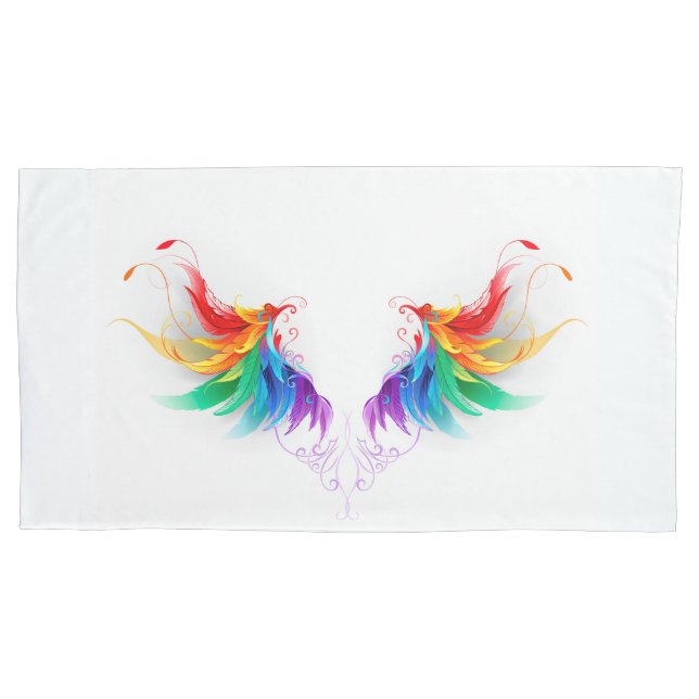 Fluffy Rainbow Wings Pillow Case (Front)