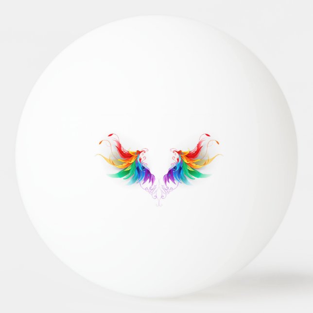Fluffy Rainbow Wings Ping Pong Ball (Front)