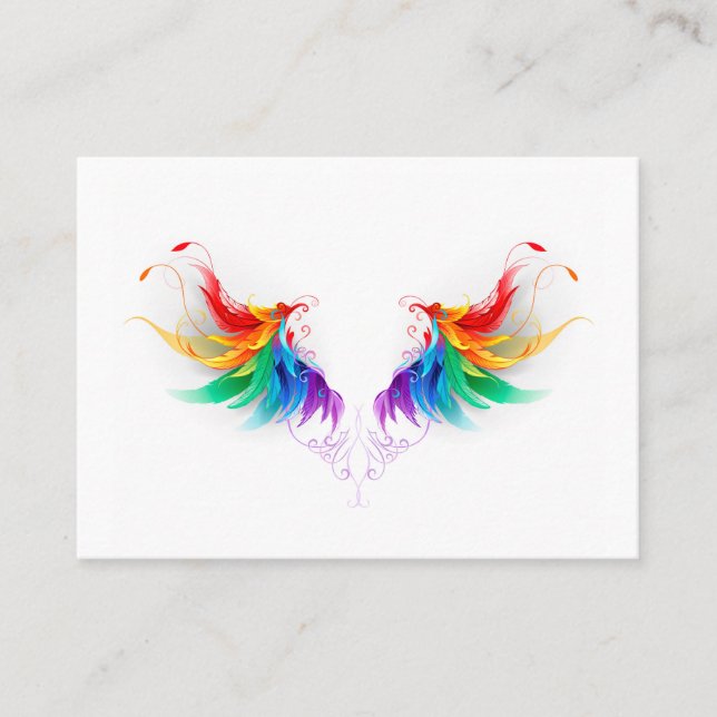 Fluffy Rainbow Wings Place Card (Front)