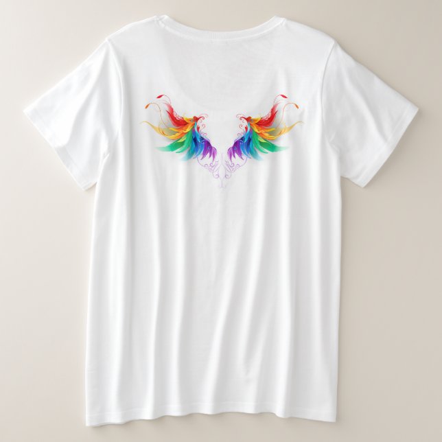 Fluffy Rainbow Wings Plus Size T-Shirt (Design Back)
