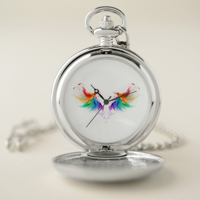 Fluffy Rainbow Wings Pocket Watch (Inside)