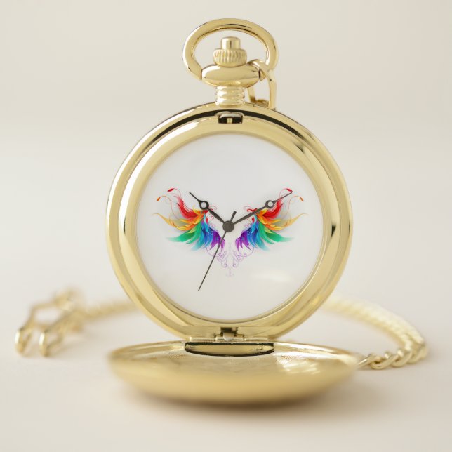 Fluffy Rainbow Wings Pocket Watch (Inside)