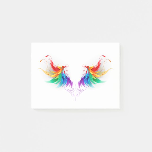 Fluffy Rainbow Wings Post-it Notes (Front)
