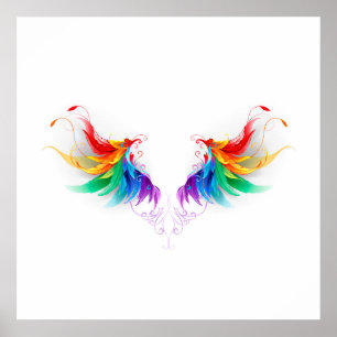 Fluffy Rainbow Wings Poster