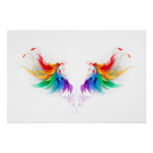 Fluffy Rainbow Wings Poster