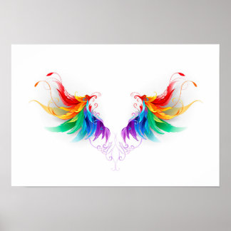 Fluffy Rainbow Wings Poster