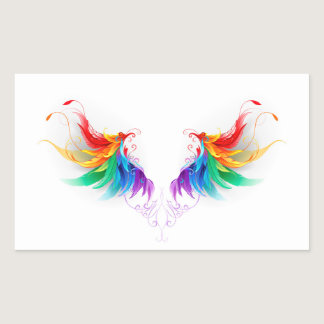 Fluffy Rainbow Wings Rectangular Sticker