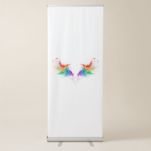 Fluffy Rainbow Wings Retractable Banner