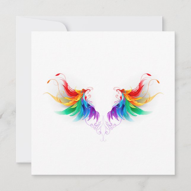 Fluffy Rainbow Wings Save The Date (Front)