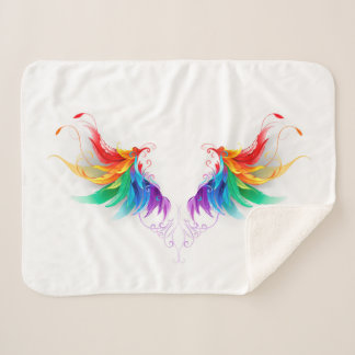 Fluffy Rainbow Wings Sherpa Blanket