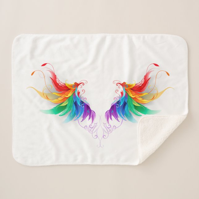 Fluffy Rainbow Wings Sherpa Blanket (Front (Horizontal))
