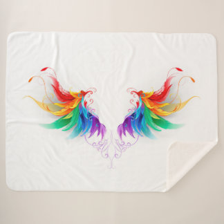 Fluffy Rainbow Wings Sherpa Blanket