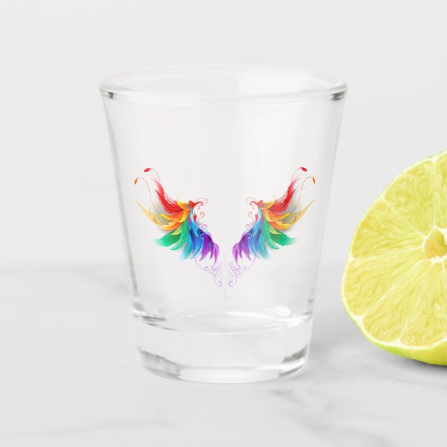 Fluffy Rainbow Wings Shot Glass (Front)
