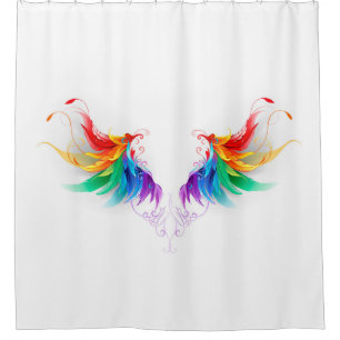 Fluffy Rainbow Wings Shower Curtain