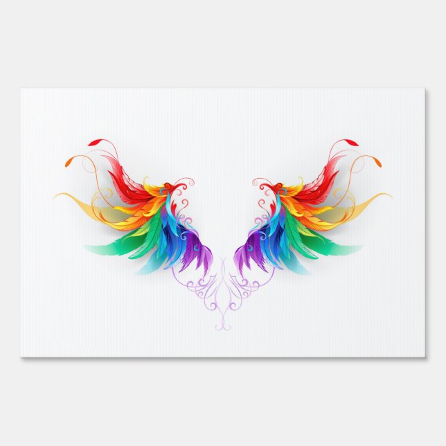 Fluffy Rainbow Wings Sign (Front)