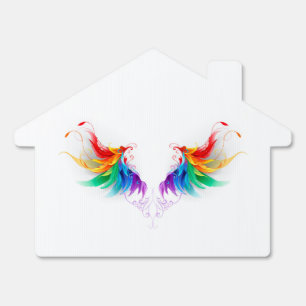 Fluffy Rainbow Wings Sign