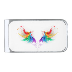 Fluffy Rainbow Wings Silver Finish Money Clip