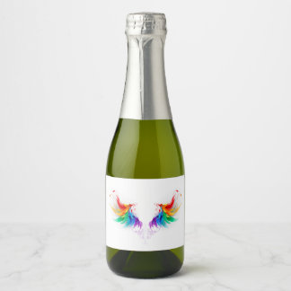 Fluffy Rainbow Wings Sparkling Wine Label